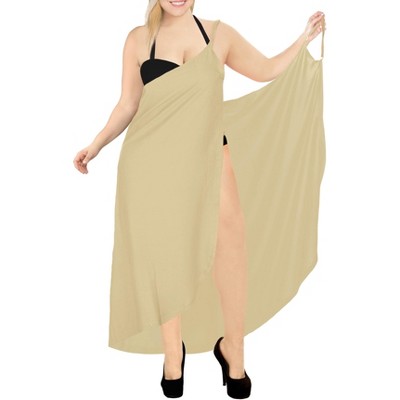 LA LEELA Women's Beachwear Swimsuit Summer Vacation Holiday Bikini Cover Up Spaghetti Strap Backless Swimwear