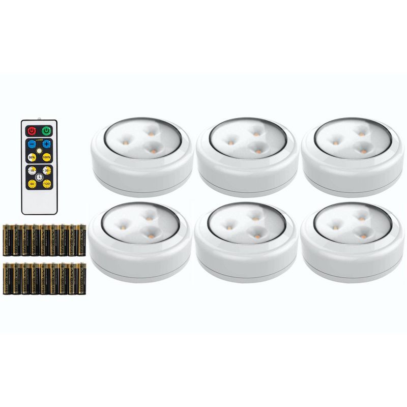 Brilliant Evolution 6pk Wireless LED Under Cabinet Puck Light with Remote, 1 of 8