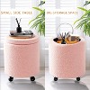 KTMBDW Storage Ottoman Foot Rest Round Footstool Teddy Velvet Footrest Multifunctional Rolling Stool Ottoman with Wheels for Living Room, Bedroom - 3 of 4