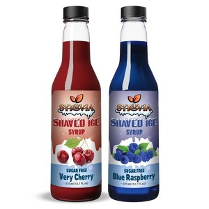 Syruvia Sugar-Free Snow Cone Variety Flavors Pack: Very Cherry & Blue Raspberry 12.7 fl oz (375ml) Syrup - 1 of 4