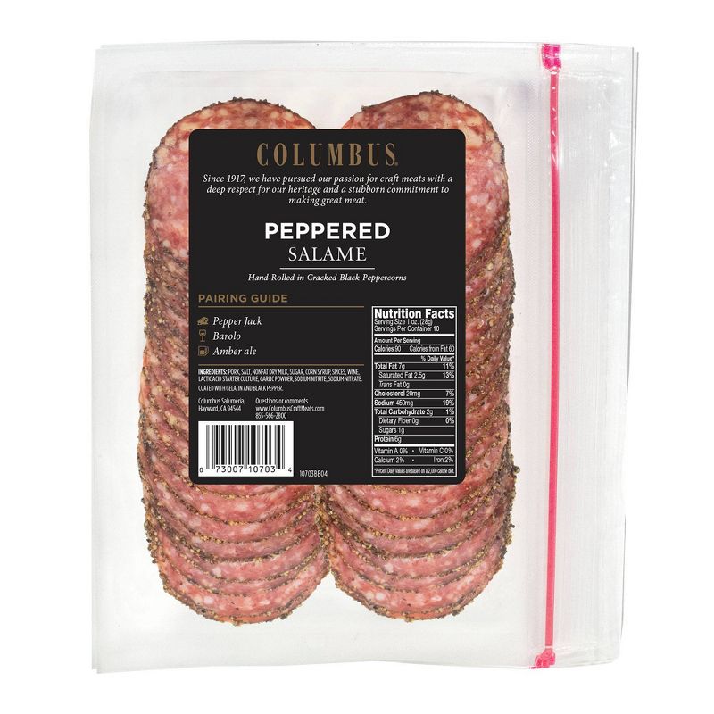 Columbus Peppered Salame Deli Meats - 10oz, 3 of 5