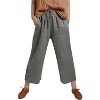 ECUPPER Womens Linen Cropped Pants Loose Casual Capri Cotton Wide Leg Plus Size Elastic Waist with Drawstring Trouses - 3 of 4