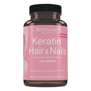 Reserveage Beauty Keratin Hair Booster with Biotin, Supports Healthy Thickness and Shine with Biotin, 60 Capsules (30 Servings) - 1 of 4