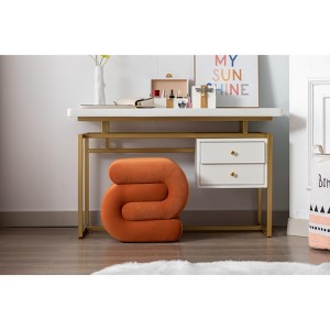 Upholstered Ottoman S-shape Makeup Vanity Stool Footstool, Velvet/Teddy - ModernLuxe - 1 of 4