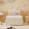 coucheta Boucle Bed Frame with Flower Headboard Upholstered Princess Bed Frame for Kids/Girls LED Platform Bed Frame with Drawers Strong - 3 of 4