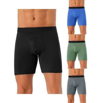 INSPIRE CHIC Men's 4 Pack Solid Color Soft Stretch Open-fly Basic Boxer Briefs