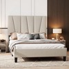 King Upholstered Platform Bed Frame - Full Size Modern Linen Headboard with Heavy Duty Metal Frame & Wood Slat Support, No Box Spring Needed, - 2 of 4
