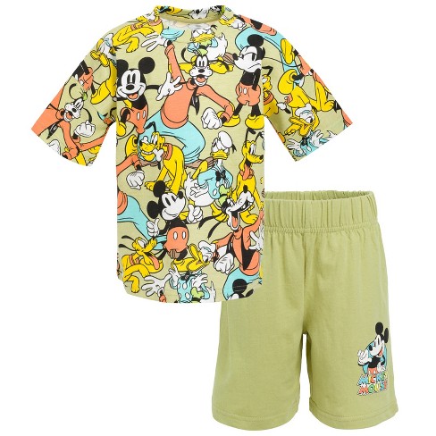 Disney Mickey Mouse Goofy Pluto Donald Duck Infant Baby Boys Graphic  T-shirt And Shorts Outfit Set Green 18-24 Months : Target