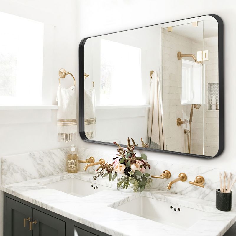 Neutypechic Wall Mounted Mirror Rectangle Metal Framed Bathroom Vanity Mirror, 5 of 9
