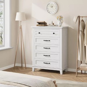 5 Dresser for Bedroom, 41.3" Tall Vertical Drawer Dresser with Storage Freestanding, Wooden Closet Storage Chest for Living Room, Bedroom, Entryway - 1 of 4