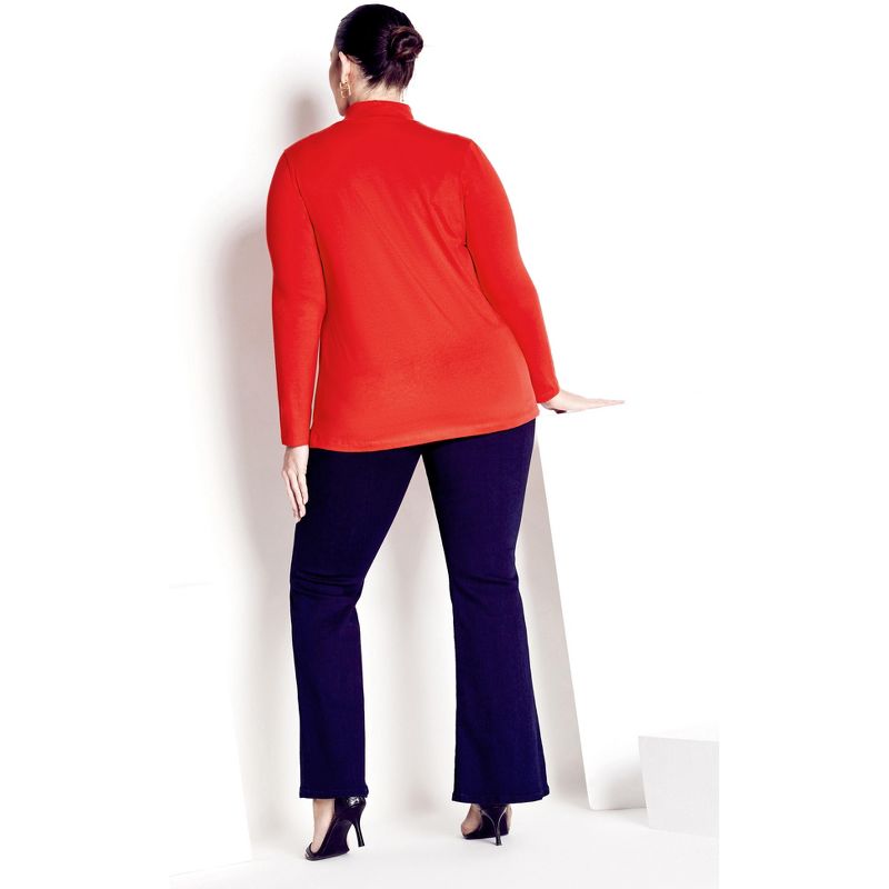 Women's Plus Size Organic Mock Neck Top - red | AVENUE, 2 of 4