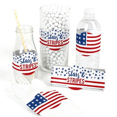 Big Dot of Happiness Stars and Stripes - Party Supplies - Memorial Day, 4th of July & Labor Day Patriotic Party DIY Wrapper Favors & Decor - Set of 15