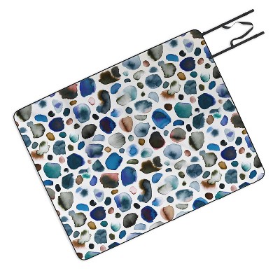 Ninola Design Watercolor Stains Blue Gold Picnic Blanket, 50x50 - Deny Designs