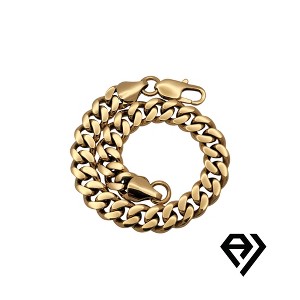 Aria jeweler inc 10mm Cuban Chain and Bracelet Set - 24 gold - 1 of 4