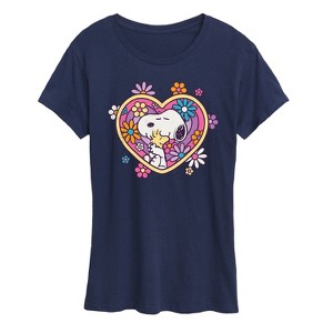 Women's - Peanuts - Hug Heart Flower Short Sleeve Graphic T-Shirt - 1 of 4