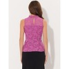 INSPIRE CHIC Women's Ruffle Neck Keyhole Back Sleeveless Floral Lace Peplum Blouses - 4 of 4