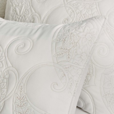 Cream Velvet Reversible King Quilt Set with Microfiber Back