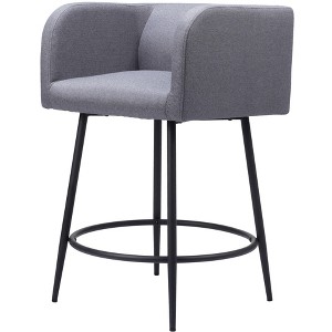 HomeRoots Set of Two 27" Gray and Black Fabric and Steel Counter Height Bar Chairs - 1 of 4
