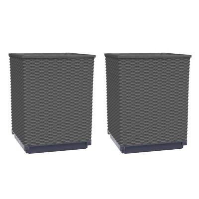 vidaXL Black Polypropylene Planters Set of 2, Rectangular Outdoor Plant Containers for Garden, Patio and Balcony, Durable Lightweight Flower Boxes