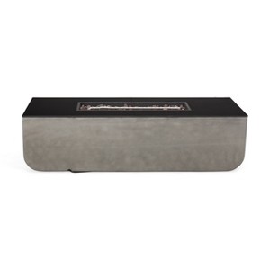 GDFStudio Riga Outdoor 50,000 BTU Lightweight Concrete and Ceramic Rectangular Fire Pit, Light Gray/Black - 1 of 4