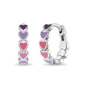 Girls' Heart Cascade Huggie Hoop Sterling Silver Earrings - In Season Jewelry - 1 of 4