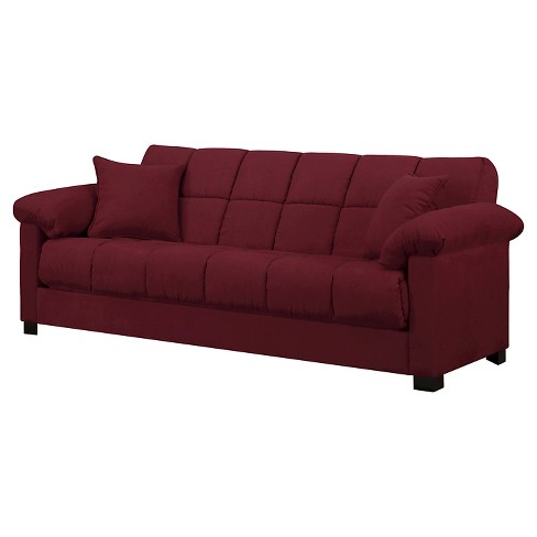 Maurice Pillow Top Arm Convert A Couch Crimson Red Handy