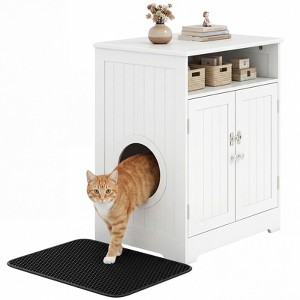 Costway Wooden Cat Litter Box Enclosure w/ Easy Cleaning Litter