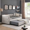 NicBex Full Size Daybed with Twin Size Trundle,Upholstered Sofa Bed with Copper Nail for Bedroom,Living Room,Apartment - 2 of 4