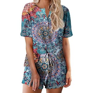 Ekouaer Tie Dye Pajamas Set Womens Loungewear Sleepwear 2 Piece PJ Sets - 1 of 4