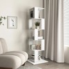 5 tier Rotating Bookshelf, Floor Rack Simple Bookcase with Acrylic plate, Multi-Function Creative Bookshelf - 3 of 4