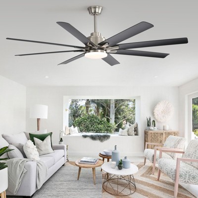 HOMLUX 66" Smart Control Ceiling Fans with Dimmable LED Light & Reversible Motor,Black/Sliver