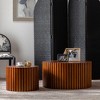 NicBex Set of 2 Round Handcrafted Relief Coffee Table for Living Room,Cylinder End Table for Small Space,Accent Side Table - 2 of 4