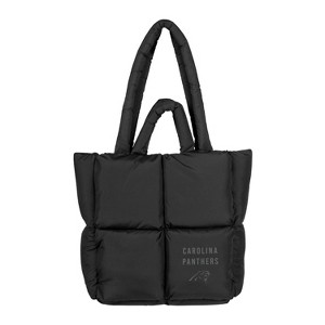 NFL Carolina Panthers Black Puff Tote Bag: Quilted Sports Pattern - 1 of 2