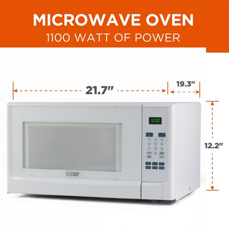 COMMERCIAL CHEF Countertop Microwave Oven 1.4 Cu. Ft. 1100W, 3 of 8