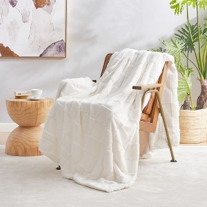 Cozy Bliss Faux Fur Throw Blanket – Plush Bubble-Shaped Plush Throw for Couch, Sofa, and Bedroom - 1 of 4