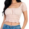 Slickblue Women's Ribbed Knit Puff Sleeve Top, Ruched Shoulder Detail, Short Sleeve Tee, Multiple Colors, Size S-L - 3 of 4