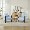 SEYNAR Modern Teddy Upholstered Fabric Round Armchair with pillow Set of 2 - 3 of 4