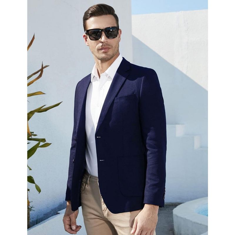 Men's Casual Blazer Linen Sport Coat Two Button Lightweight Jackets Business Daily Suit, 4 of 7