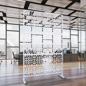 PAGED Privacy Screen Modern Metal Fence Partition Panel with Geometric Pattern for Balcony Garden Room Divider, 76" H×48" W - 1 of 4