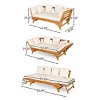 Daybed Sofa Modern Acacia Wood Frame with Foldable Arms for Balcony & Patio Lounging 65.5"W - 3irtyhousy - 4 of 4