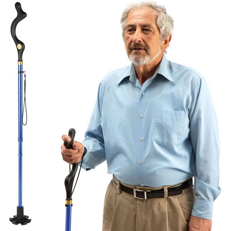 Walking Cane Collapsible Special Balancing with 10 Adjustable Heights - Self-Standing Folding Cane, Comfortable and Lightweight - MedicalKingUsa, 1 of 10