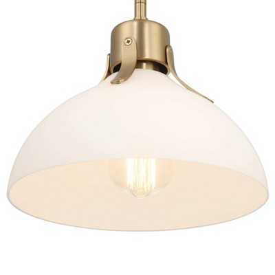 Gold and White Glass Dome Ceiling Light with Adjustable Height