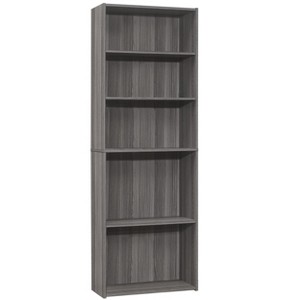 Bookshelf, Bookcase, 6 Tier, 72"h, Office, Bedroom, Grey Laminate, Transitional - 1 of 4