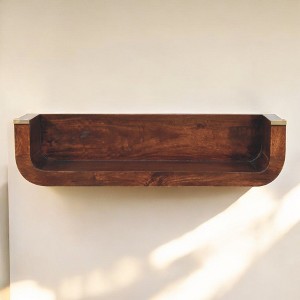 Solid Wood Floating Console Table with Large Open Slot and Rounded Edges - 1 of 4