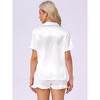 INSPIRE CHIC Women's Satin Silky Short Sleeve Shorts Button Down Lingerie Ruffle Pajamas Set - 3 of 4