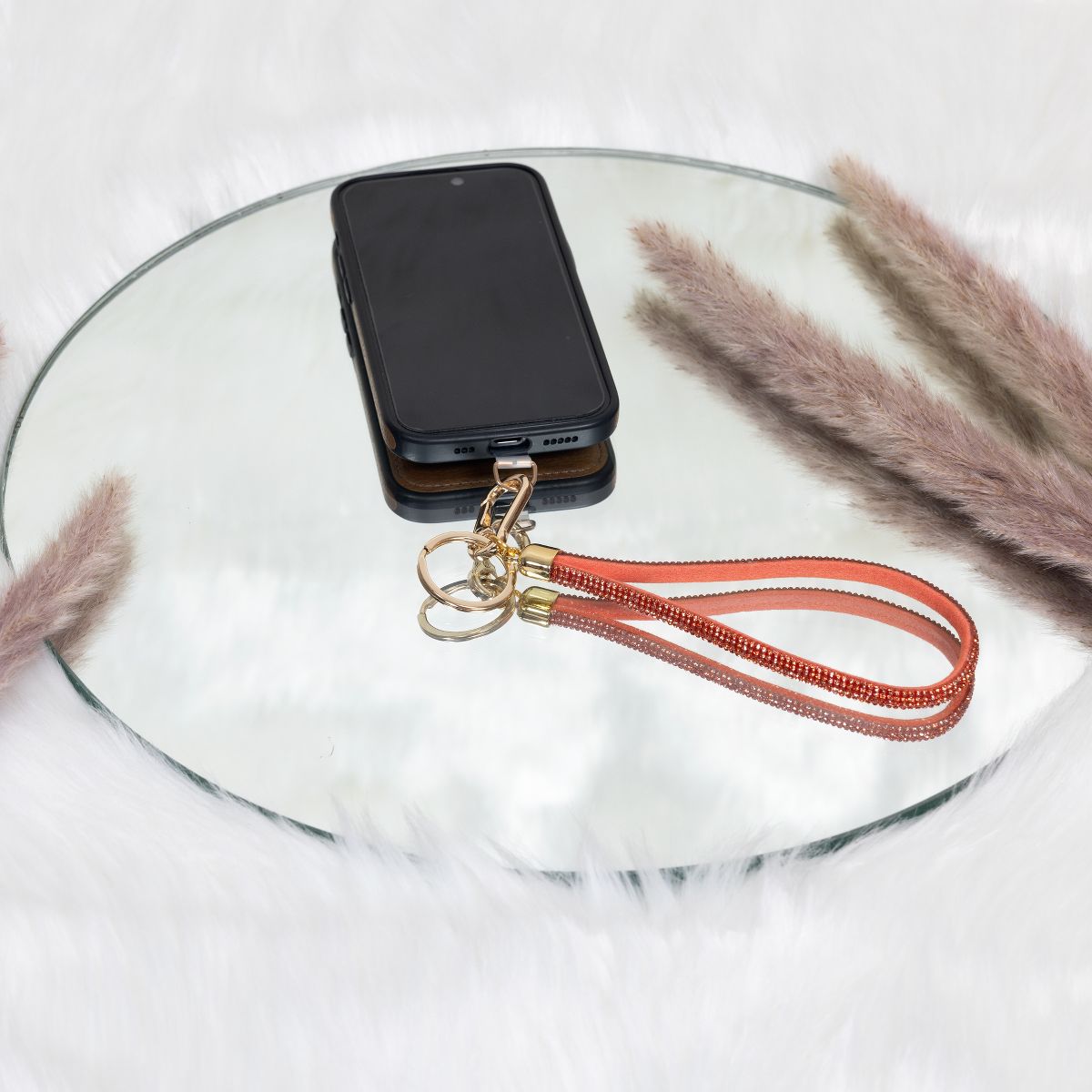 Pavilion Gift Company - Orange Wristlet - Soft Gemmed Phone Wrist Strap - Cell Phone Accessories - thumbnail 2