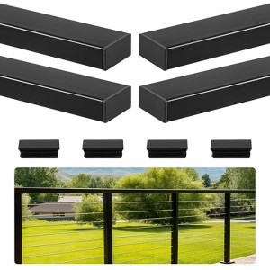 VEVOR 4 Pack 6.5 ft Stainless Steel Handrail, Rectangular Top Stair Deck Hand Rail for Outdoor/Indoor Steps with End Cap, Black - 1 of 4