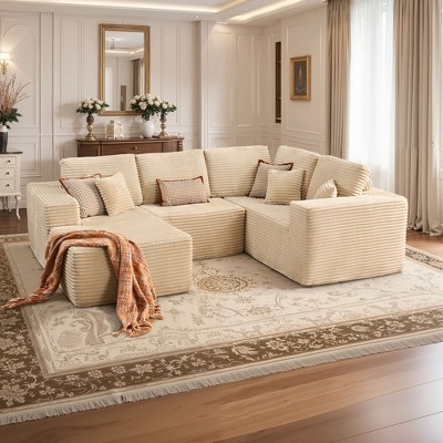 XIZZI Modular Sectional Sofa Couch, L/U-Shape Upholstered Couch, Modern Minimalist Couches for Living Room, Free Combination Deep Seat Corner Couch
