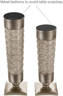 Dublin Silver Textured Pillar Candle Holder Set of 2