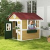Outsunny Playhouse for Kids Outdoor, Wooden Playhouse with Doors, Windows, Planter Pots and Boxes for Toddlers 3-8 Years, Backyard, Indoor - 3 of 4